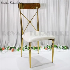 Роскошные золотые стулья из нержавеющей стали с металлической крестообразной спинкой